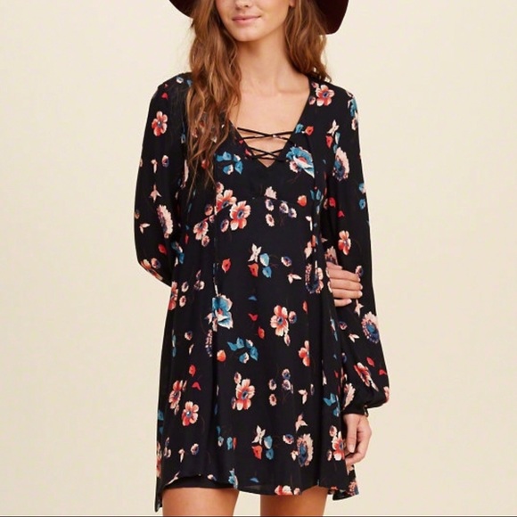 hollister lace up dress